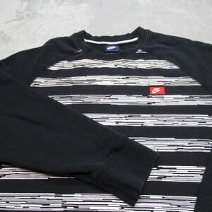 Nike Sweatshirt Men XL Black White Stripe Crewneck Swoosh Digital Retro‎ Vintage